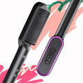 Black Hair Straightener Brush with Built-in Comb H45824