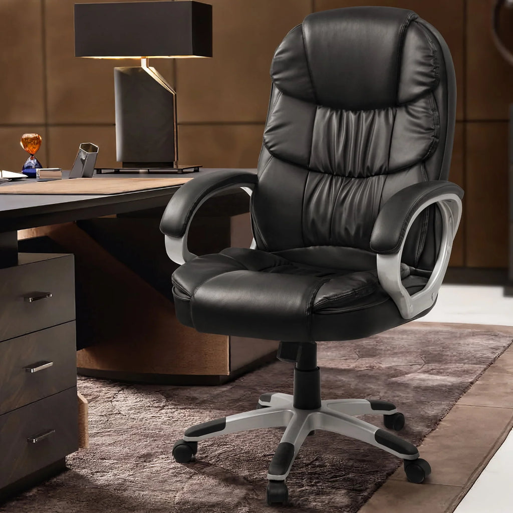 Black Faux Leather Executive Office Chair with Armrests I6172