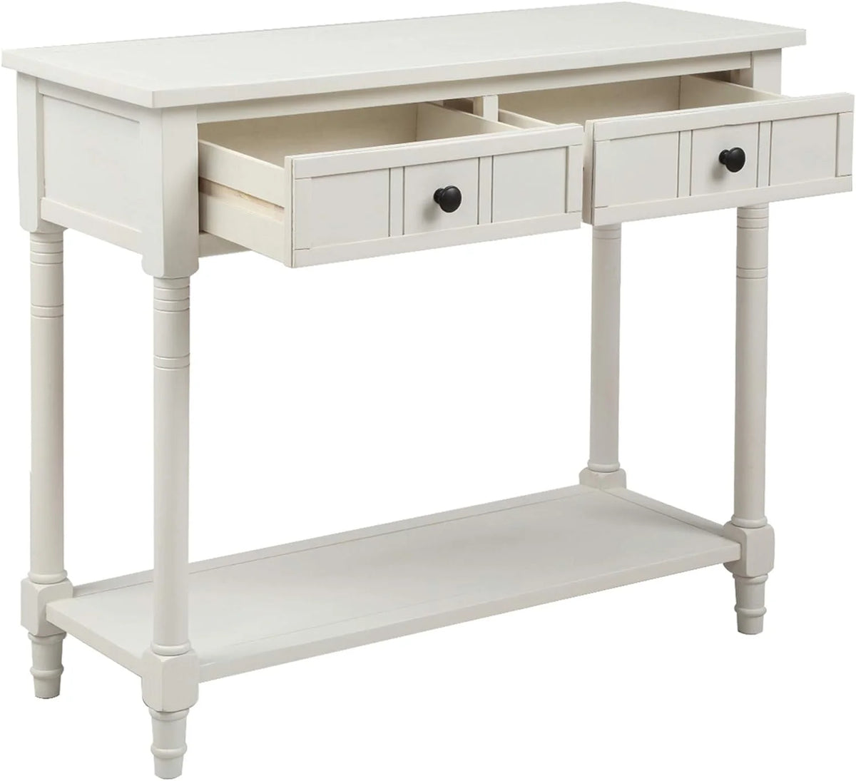 Small Ivory White Console Table with Drawers Q4088
