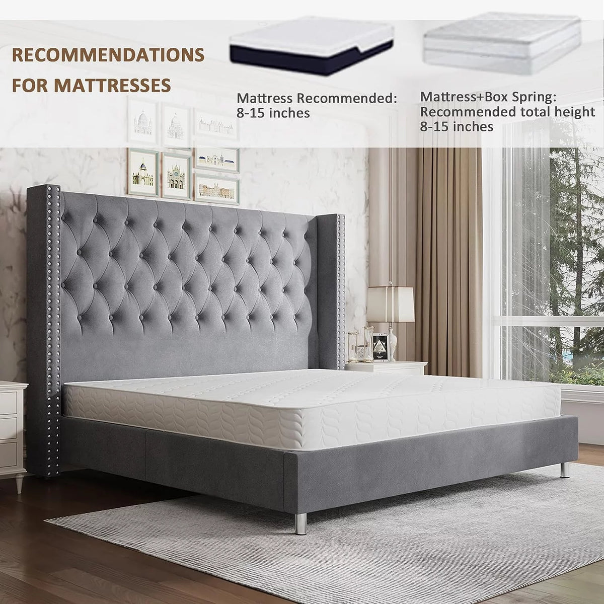 King Velvet Upholstered Bed Frame T209