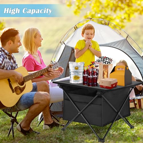 Portable Folding Aluminum Alloy Camping Table with Storage and Carry Bag G45919