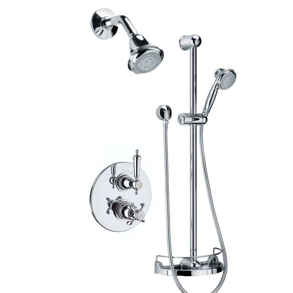 Chrome Thermostatic Shower System with Two Way Diverter and Slide Bar Kit H905065