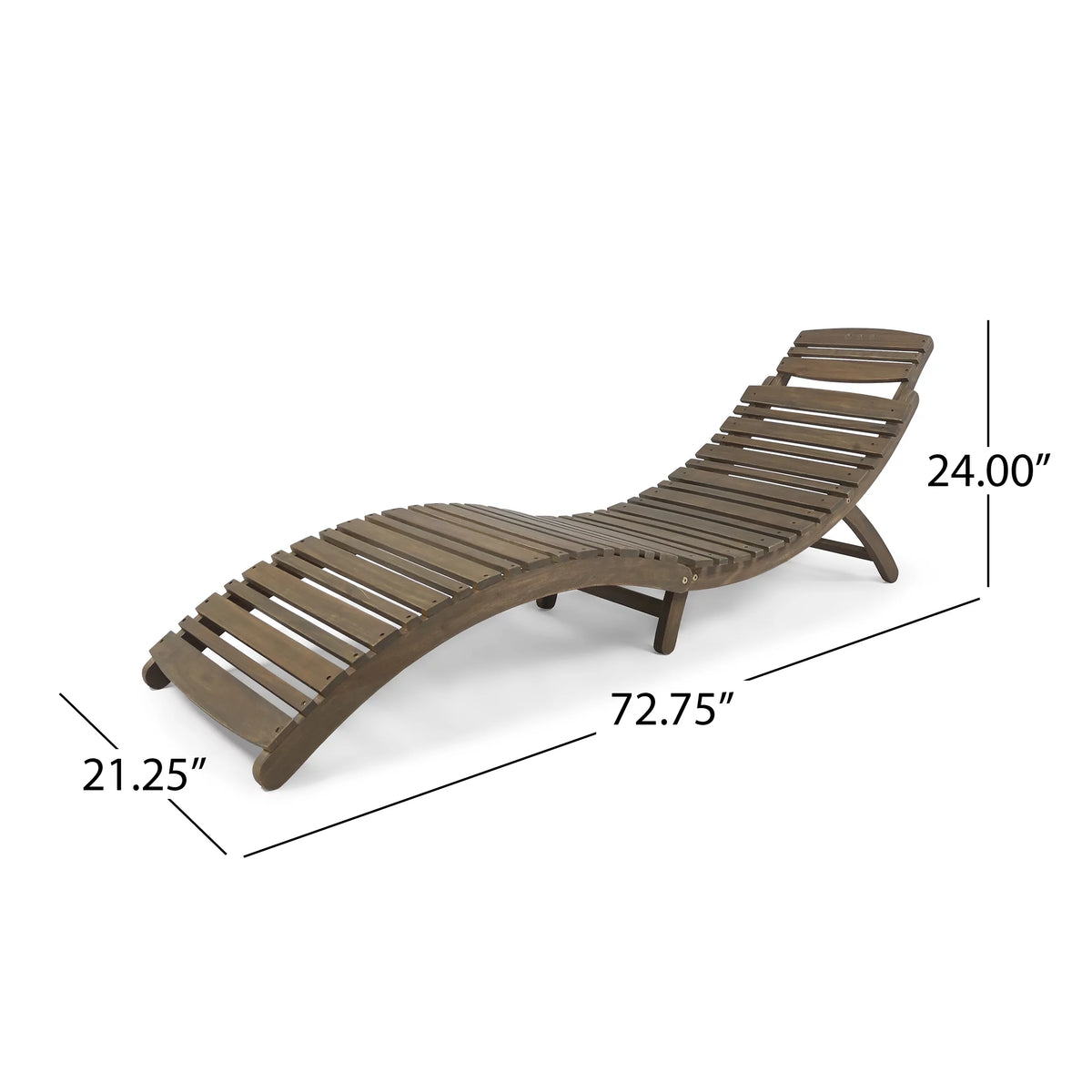 Gray Acacia Wood Outdoor Chaise Lounge Set of 2 E663