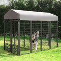 Outdoor Dog Kennel with Rotating Feeding Door and Cover A888300