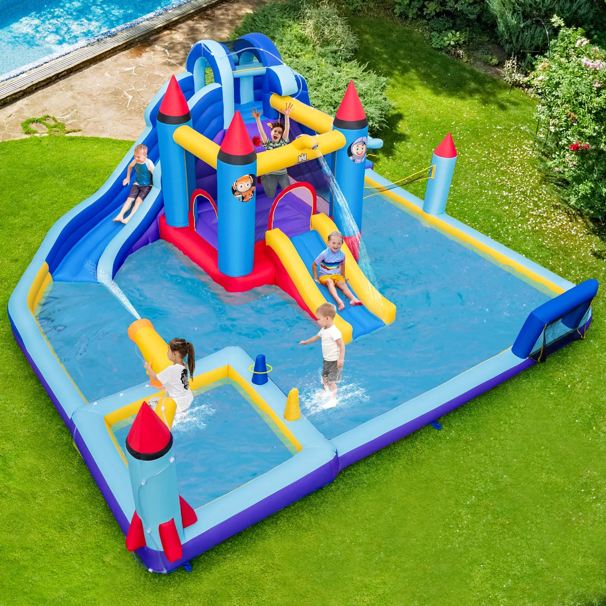 Inflatable Water Slide Park with 950W Blower N783083