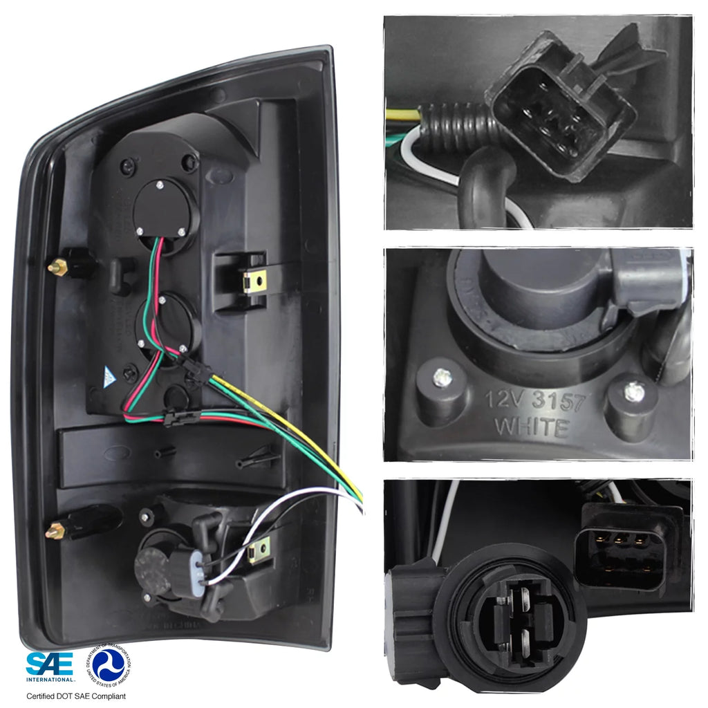 Black Housing Dual Halo DRL Projector LED Headlights + Tail Lamps V15653