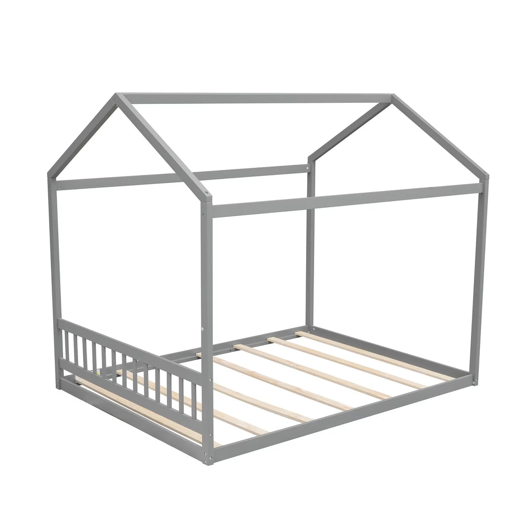 Queen Size Wood Tent Bed with Roof Z5511