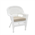 White Wicker Chair with Tan Cushion O793