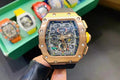 Skeleton Dial Rose Gold Bezel Black Rubber Strap D710467