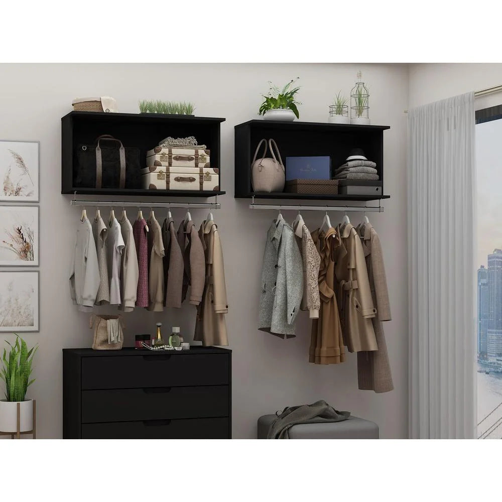 Black Floating Closet with Shelf and Rod D57380
