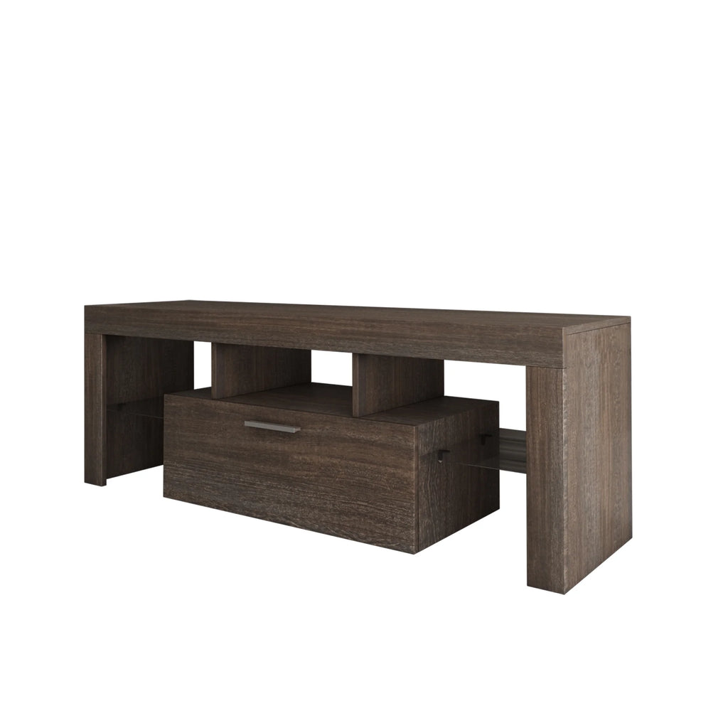 Brown TV Stand with LED Light and Storage Drawer P428
