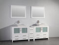 84 in. Double Sink Vanity Cabinet with Ceramic Vessel Sink & Mirror White X3642