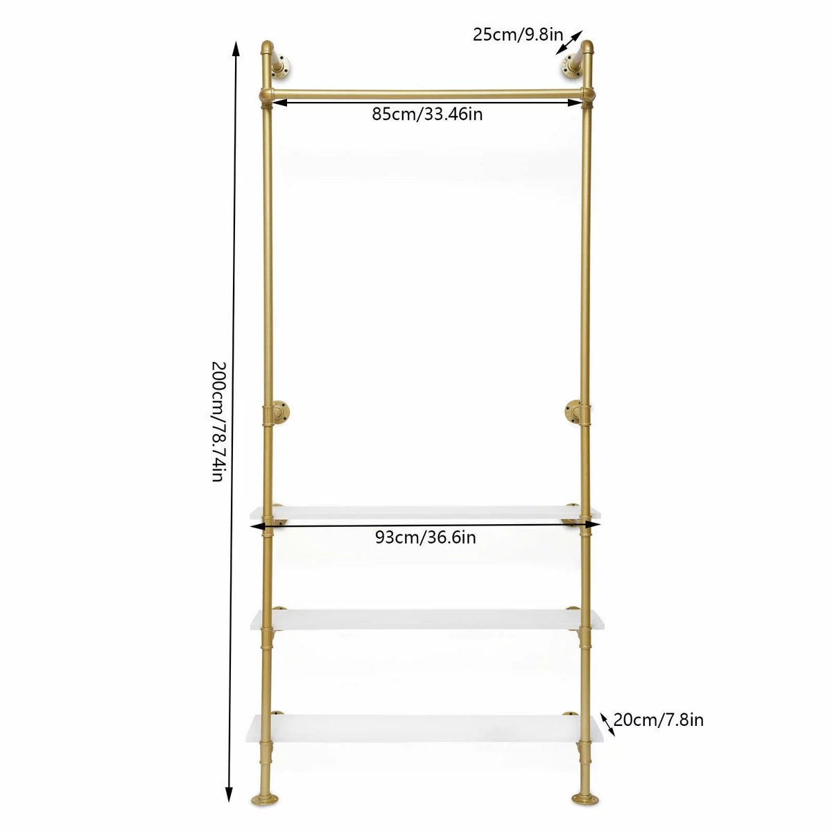 Wall Mounted Garment Rack Gold A631