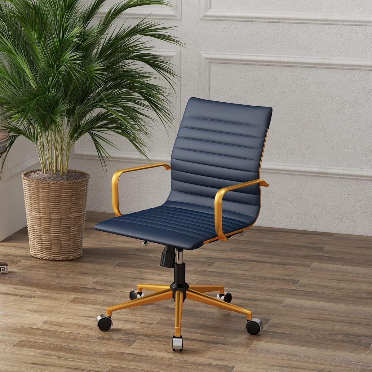 Gold Office Chair with Wheels and Arms Z77688