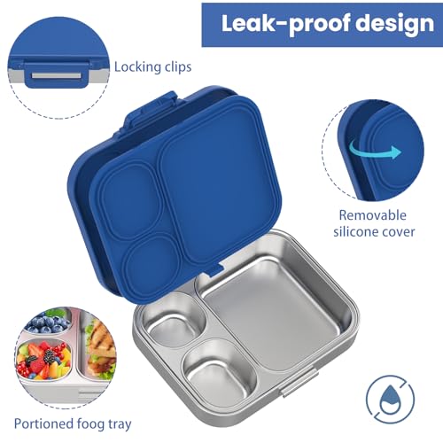 Stainless Steel 3-Compartment Leakproof Lunch Box W80493