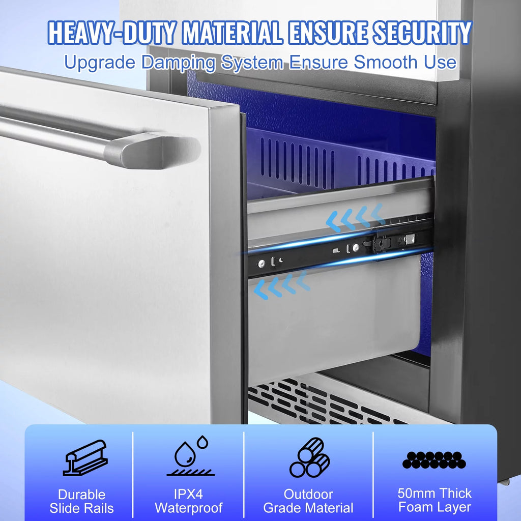 24 2 Drawer Stainless Steel Undercounter Refrigerator E564