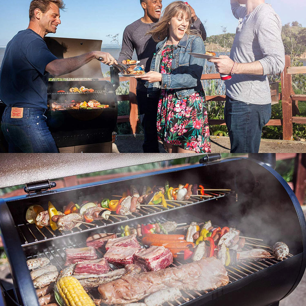 Wood Pellet Grill & Smoker 8 in 1 Black L448