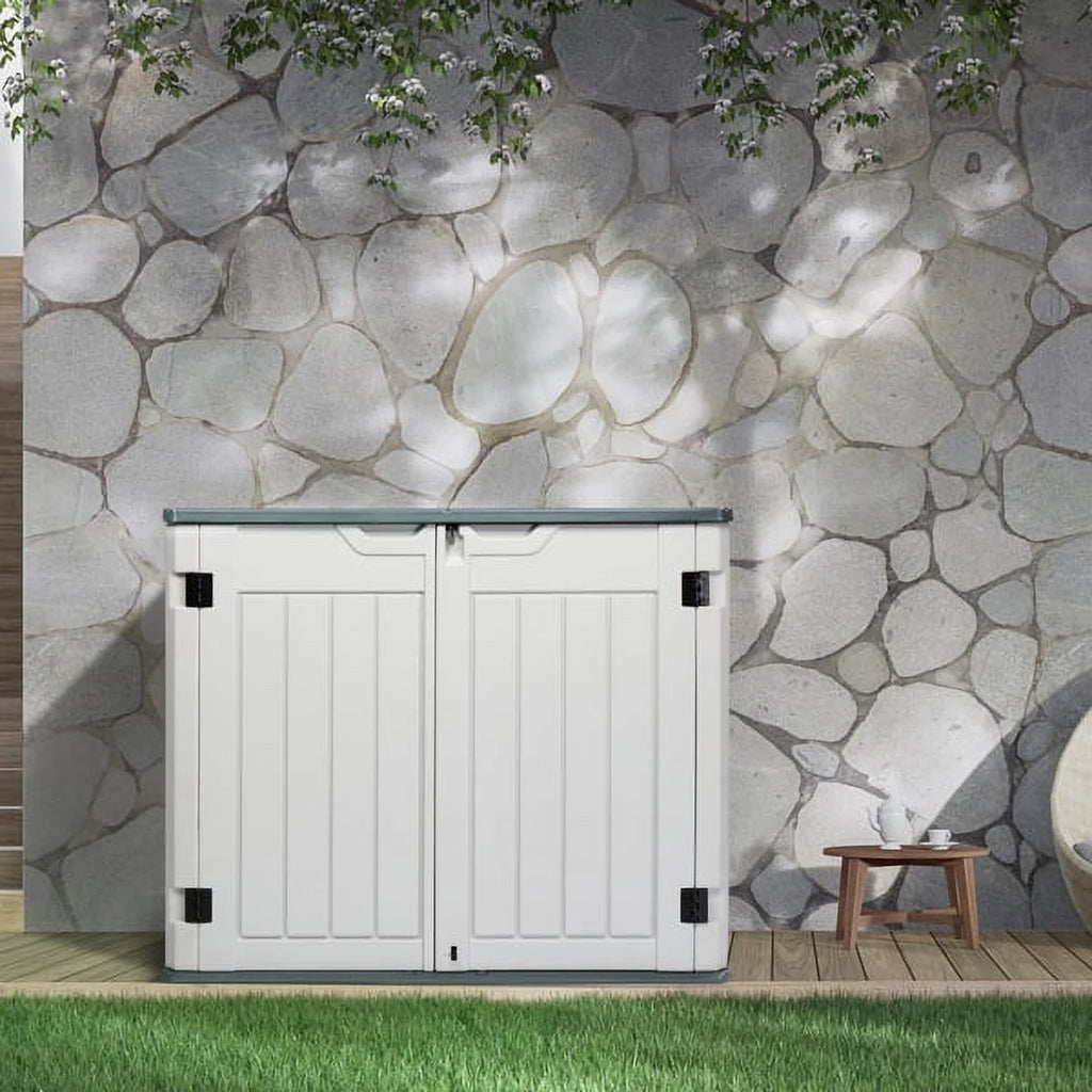 260 Gallon Waterproof Lockable Off-White Outdoor Storage Deck Box X811