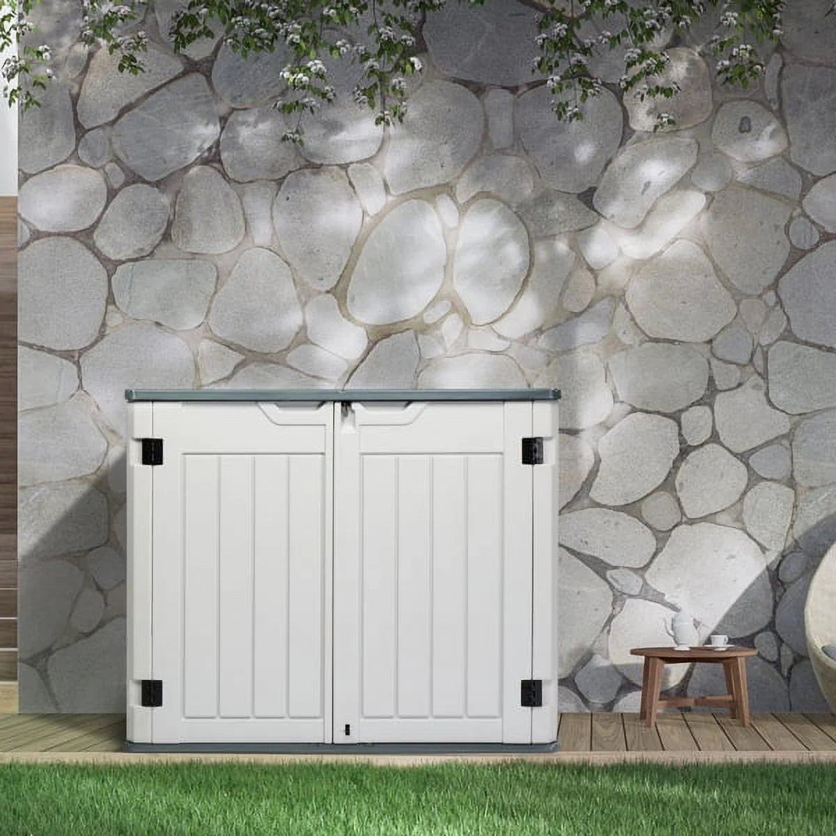260 Gallon Waterproof Lockable Off-White Outdoor Storage Deck Box X811