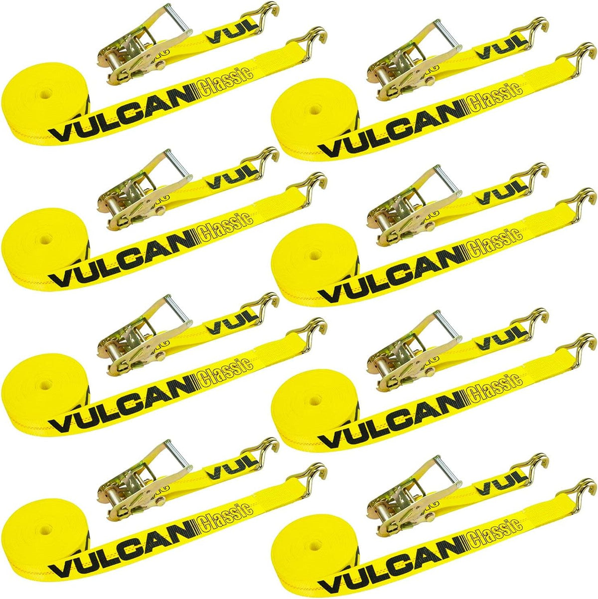 2 Inch x 27 Foot 8 Pack Ratchet Strap with Wire Hooks Y92695