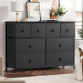 8 Drawer Fabric Dresser with Steel Frame and Wooden Top I31453