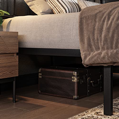 Full Size Black Metal Platform Bed Frame with Headboard and Footboard S84251