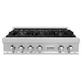 36 in. Stainless Steel Gas Rangetop with 6 Brass Burners Q46249