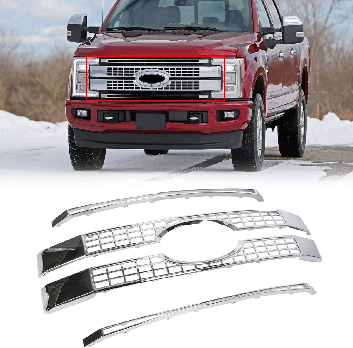 Chrome Front Hood Bumper Grille 4PCS M12624