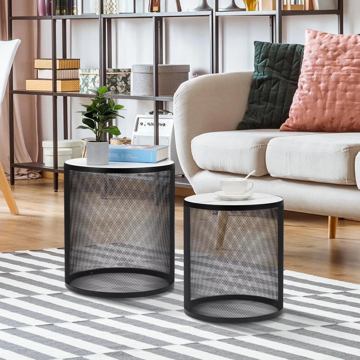 Black Metal Nesting Table Set of 2 N80083
