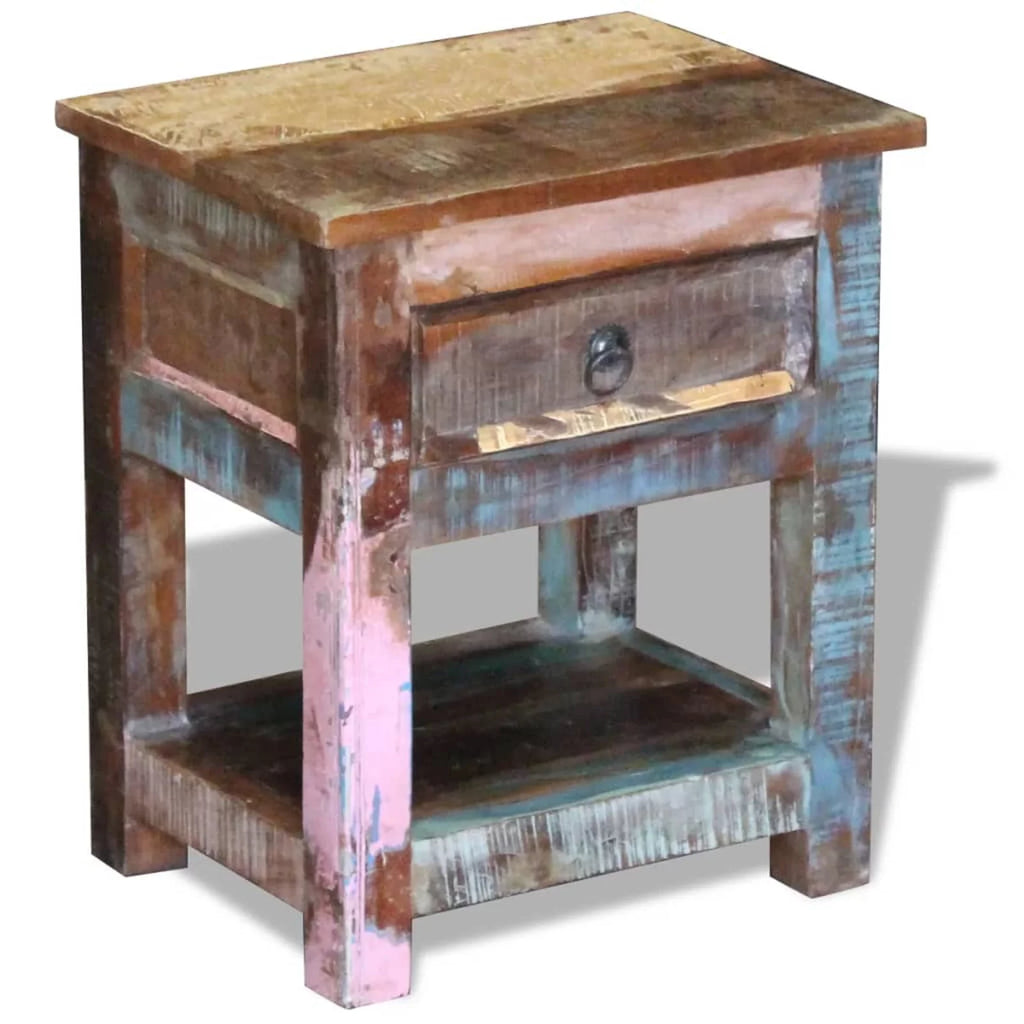 Solid Reclaimed Wood Side Table with 1 Drawer Z71126