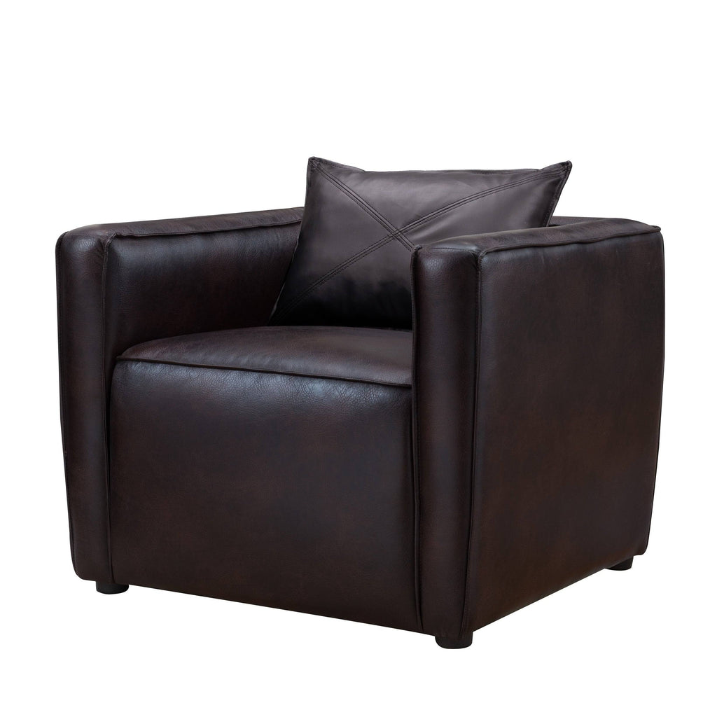 Brown Vinyl Padded Accent Chair F431747