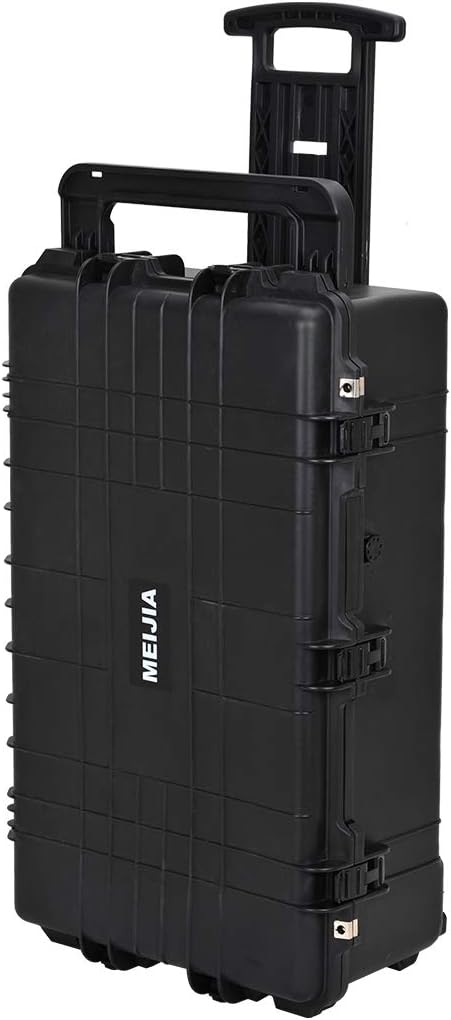 Portable Rolling Waterproof Hard Case with Wheels and Retractable Pull Handle, Black Y313