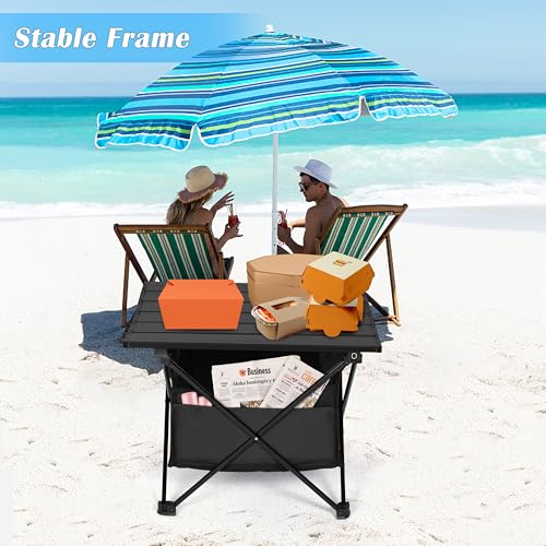 Portable Folding Aluminum Alloy Camping Table with Storage and Carry Bag G45919