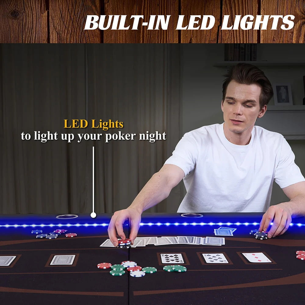 10-Player Poker Table with LED Lights C2583