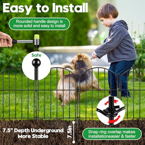 Arched Rustproof Metal Decorative Garden Fence 17in x 10ft M298391