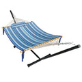 2-Person Hanging Hammock with Steel Stand, Cotton Pad & Pillow, 450lbs Capacity, White H90653