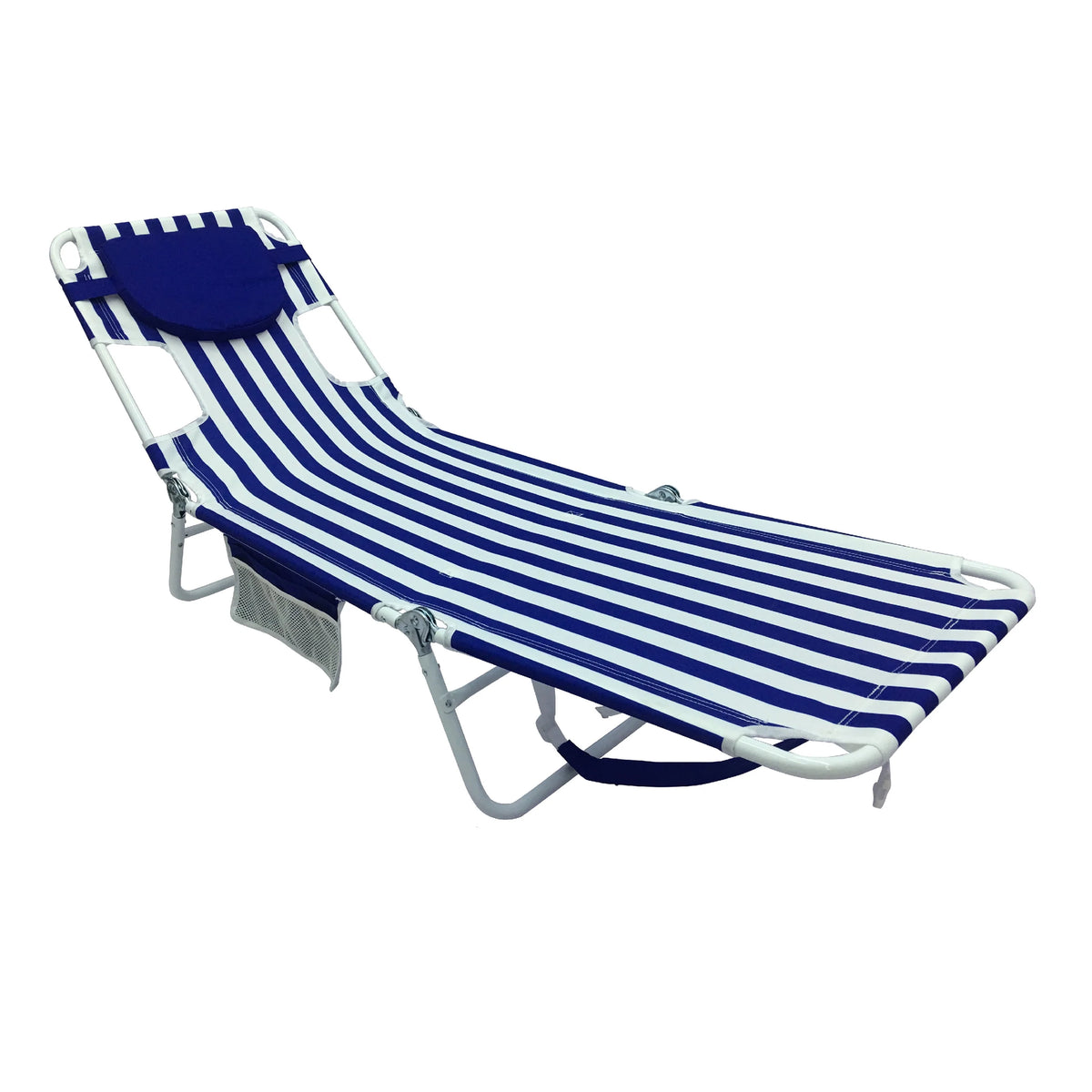 Blue & White Stripe Folding Beach Lounger 2-Pack B795