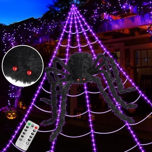 Giant Spider Halloween Projector with Spider Webs Lights Set V9824