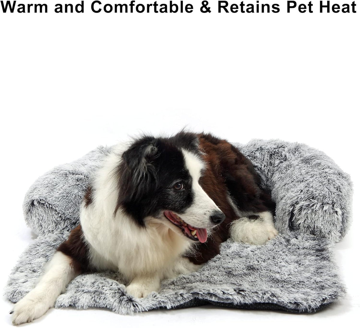 Fluffy Plush Dog Bed with Removable Washable Cover Pack of 2 X136532