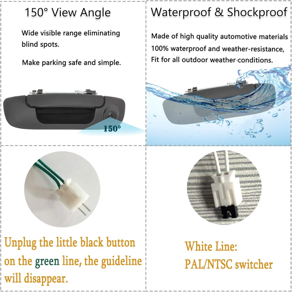Tailgate Handle Backup Reverse Camera with 4.3 inch Rear View Mirror Monitor Kit J286820