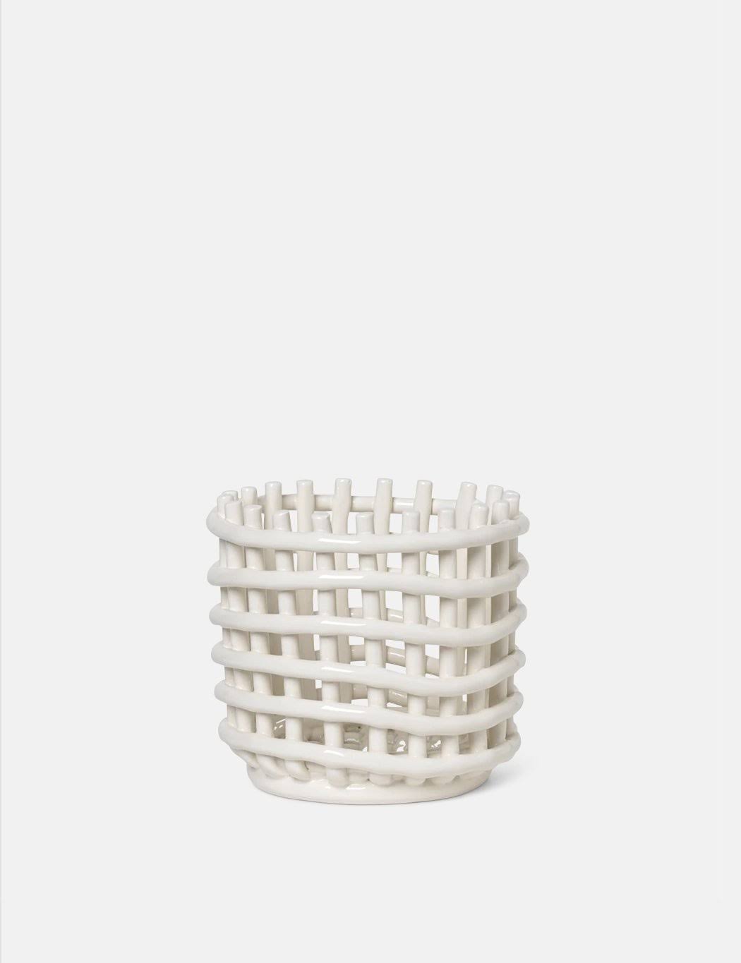 Ceramic Basket Off-White Small P20996