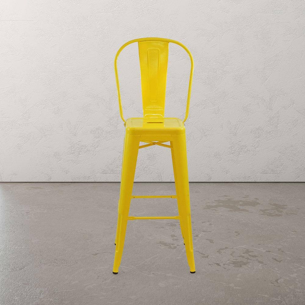 White Cafe Bar Stool with High Back I3061
