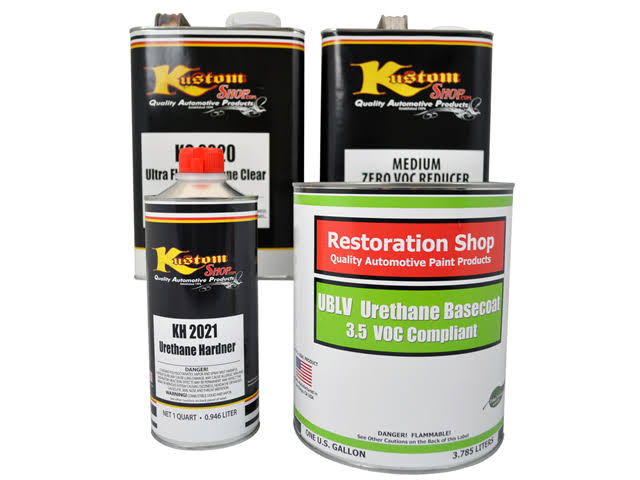 White Low VOC Urethane Basecoat Clearcoat Auto Paint Medium Gallon Kit M1857