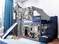 Twin Loft Bed with Slide and Tent I51731