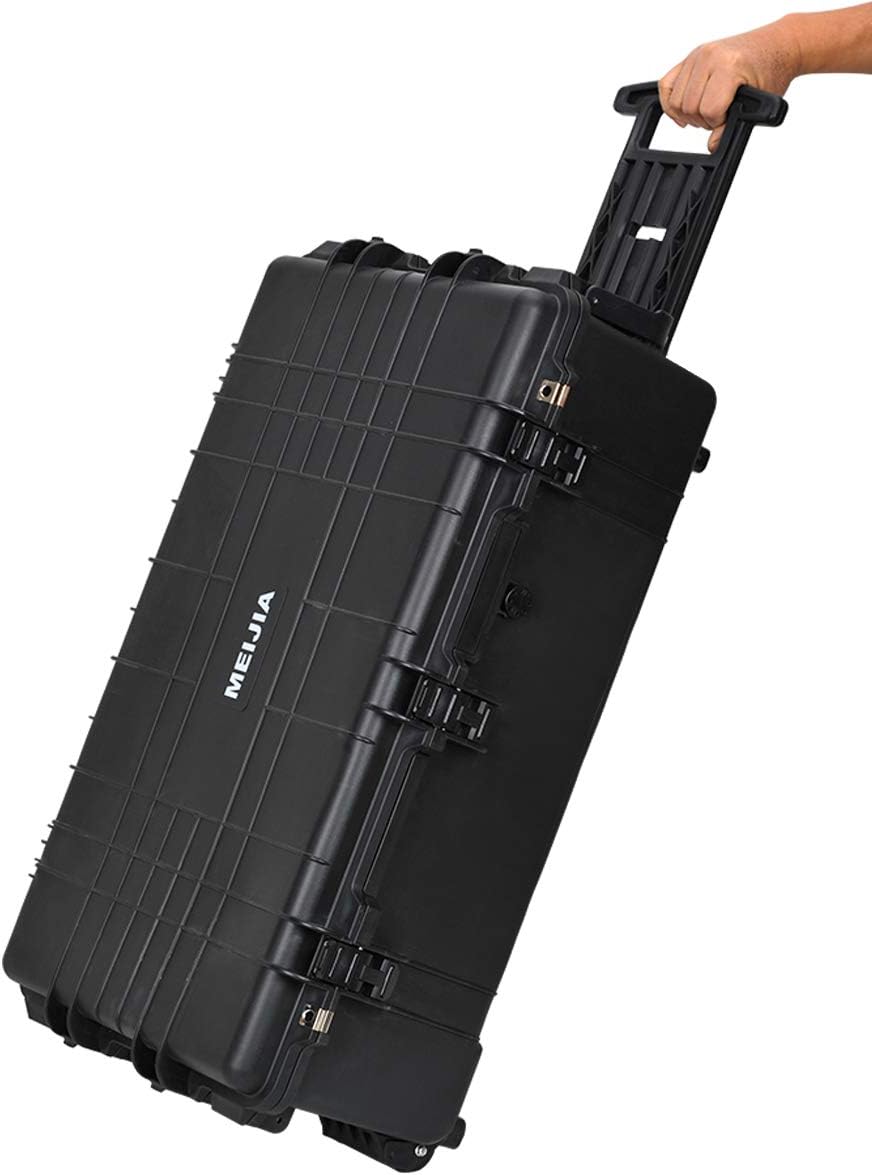 Portable Rolling Waterproof Hard Case with Wheels and Retractable Pull Handle, Black Y313