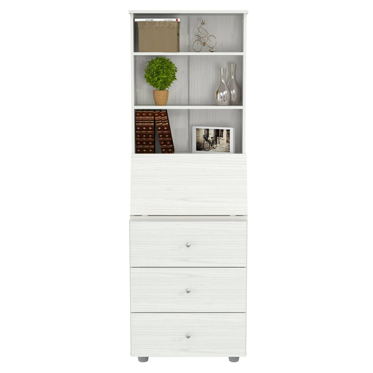 Washed Oak 3-Shelf Bookcase D875709