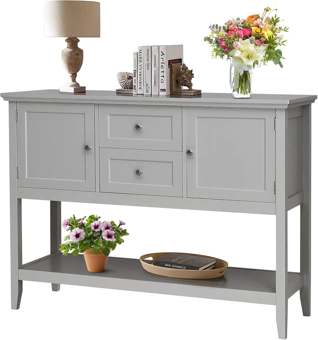 Wood Sideboard Buffet Cabinet with Storage, Drawers & Open Shelf W36834