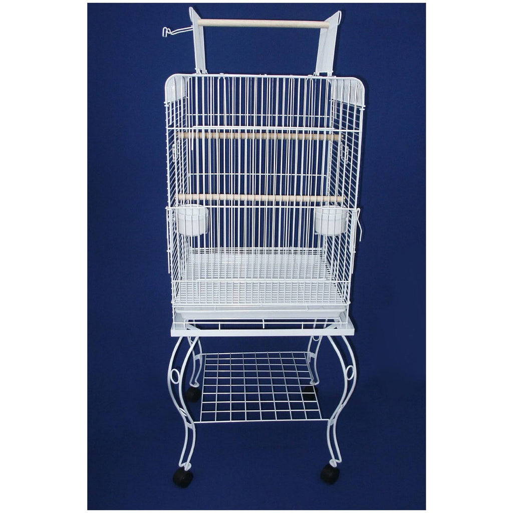 24 in. Open Top Parrot Cage with Stand - White K947