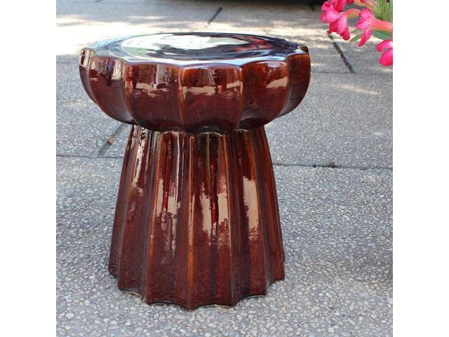 Round Scalloped Ceramic Garden Stool J9333