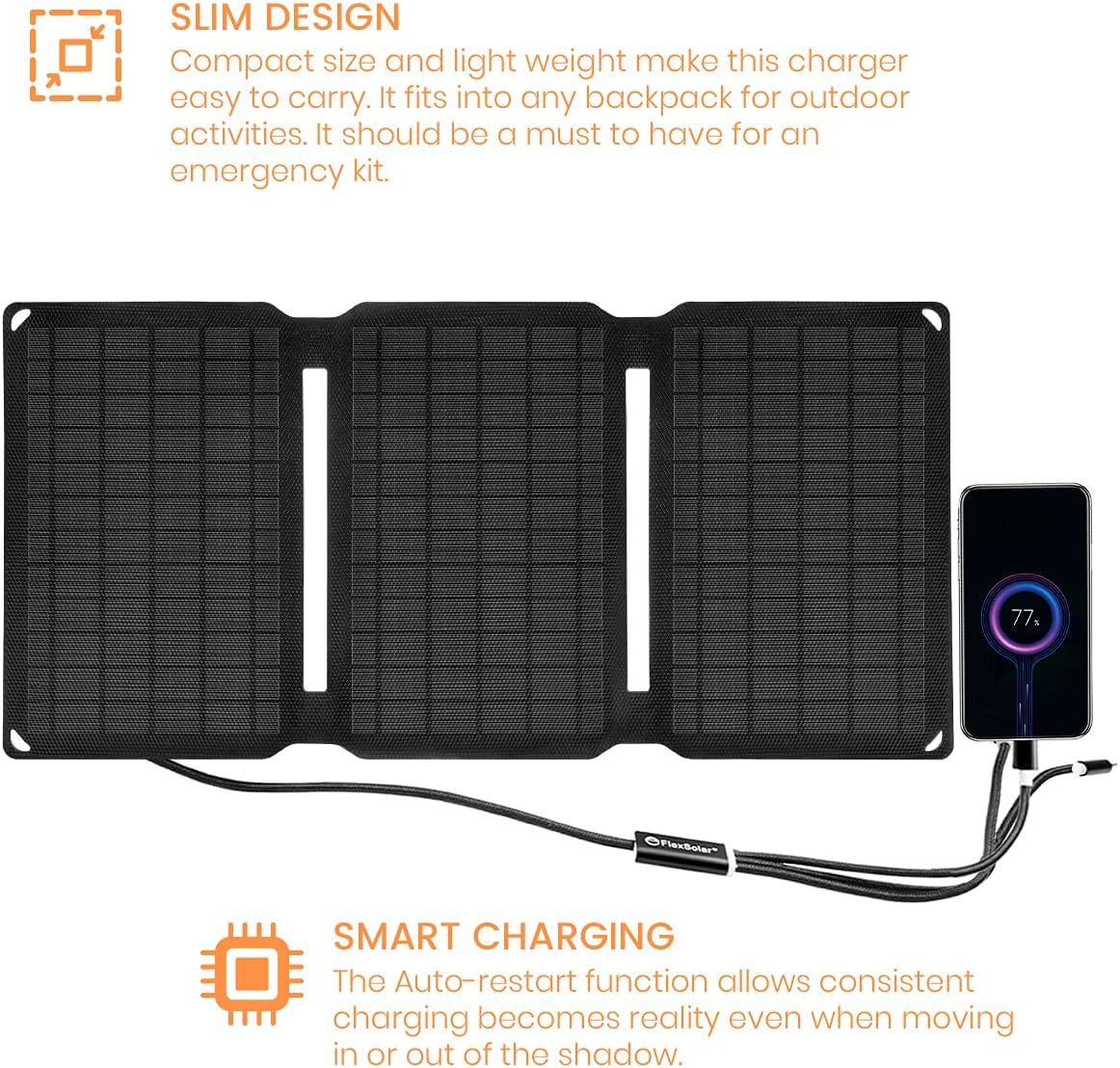 15W Foldable Monocrystalline Solar Panel Charger S17574